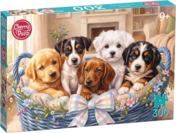 Cherry Pazzi puzzle kölyökkutyák kosárban, 300 darabos