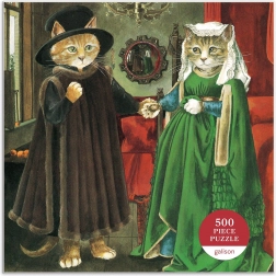 Négyszögletes Meowsterpiece puzzle: Arnolfini házassága, 500 darab