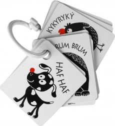 Kontrasztos kártyák színes elemmel babáknak