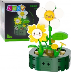 Mini építőkockák Virágok arcokkal Fehér Sárga 142 db