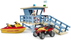 BRUDER parti őrszolgálati torony quad járművel, vízi robogóval és vízimentővel