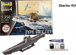 revell starter kit 1:350 német tengeralattjáró type vii c/41 – műanyag makett
