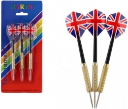Szett darts fém hegyekkel és Union Jack mintázatú tollakkal