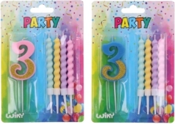 Parti gyertya szám 3 extra gyertyákkal