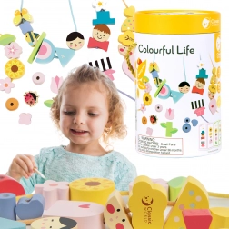 Classic World fa fűzhető gyöngyök és öltöztetők gyerekeknek, 73 darab