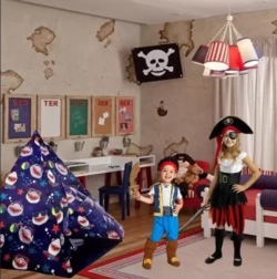 Gyerek tipi sátor cápamintával 150 × 150 × 125 cm