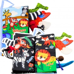 Puha oktató susogó könyv Állatkák Farok csecsemőknek kék