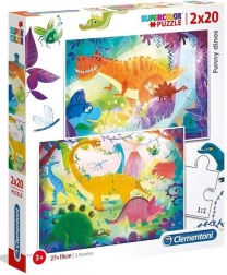 Puzzle 2×20 Super Color – vicces dinoszauruszok