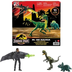 Jurassic World – Ian Malcolm figurakészlet dinoszaurusz társakkal és siklóernyővel