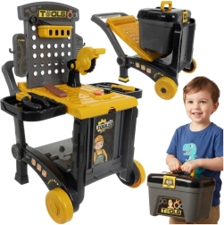 Gyermek 3 az 1-ben munkapad kocsival és bőrönddel, 59 darab