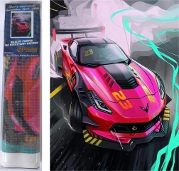 Gyémántszemes kirakó Rózsaszín sportkocsi 30 × 40 cm