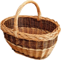 Ovális, fonott vesszőkosár gombaszedéshez 38 × 30 × 36 cm, lakkozott