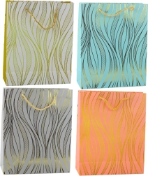 Ajándék papírtáska arany hullámokkal 32 × 26 × 12 cm