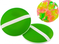 Ügyességi játék kerek ütőkkel és tapadós poharakkal zöld