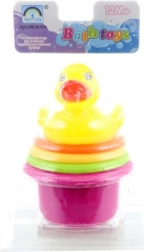 Színes poharak kacsával a vízbe