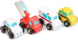 Gyerekeknek készült fából készült mentőjárművek készlete