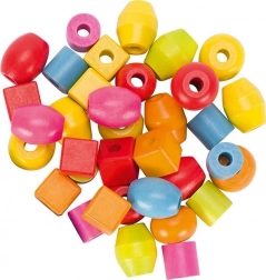 Fa gyöngyök és zsinórok tartályban - 45 darab