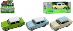 fém Trabant modell 1:60 a Wellytől, 7 cm, szabadonfutó, vegyes színek