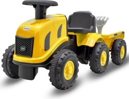 Baby Mix Benny sárga gyermek futóbicikli traktor pótkocsival és szerszámokkal