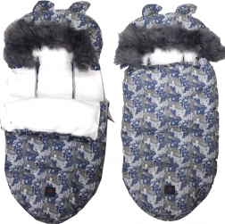 Téli bundazsák babakocsiba és szánkóra, műszőrmes kapucnival, 100 cm