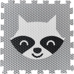 Habos kirakós játszószőnyeg mosómedvével – világosszürke