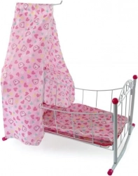 Fém babaágy baldachinnal 38 cm