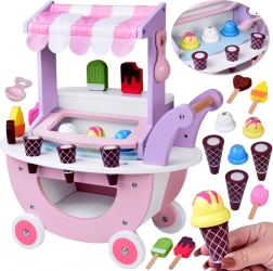 Fa, pasztellszínű guruló fagylaltos stand 8 féle fagyival