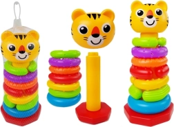 színes rakosgatós piramis babáknak tigrissel