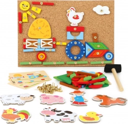 Kalapálós mozaik A farmon – kreatív parafa mozaik gyerekeknek