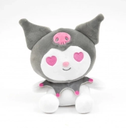 Kuromi plüssfigura 32 cm – szürke eperrel (HELLO KITTY kollekció)