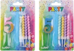 Parti gyertya 5-ös szám kiegészítő gyertyákkal