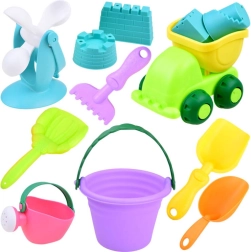Homokozó játék készlet színes vödörrel és autóval