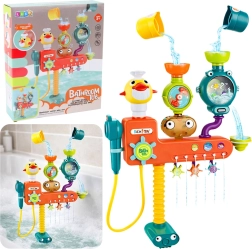 Átöntős fürdőjáték kiskacsával, szélkerekekkel és poharakkal