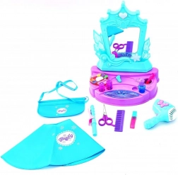 Gyerek sminkasztal tükörrel és működő hajszárítóval