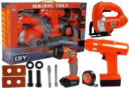 Gyermek szerszámkészlet akkumulátoros fúróval, szúrófűrésszel és zseblámpával – 12 darab