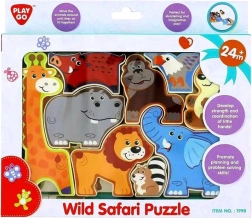 Gyerekeknek készült fa Safari puzzle állatokkal