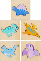 Fa kirakó Puzzle Dinoszauruszok 11 x 11 cm