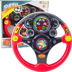 Interaktív gyerek kormány hang-, fény- és rezgéseffektekkel – piros