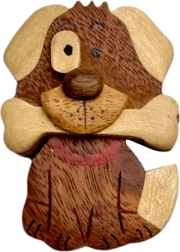 Fa hűtőmágnes kutya csonttal – nagy