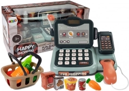 Gyermek pénztárgép mikrofonnal, hangokkal és fizetési terminállal