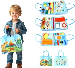 Szenzoros busy könyv dinoszauruszokkal gyerekeknek