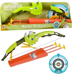 Zöld íj Dinoszaurusz tapadókorongos nyilakkal és céltáblával