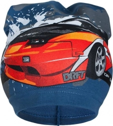 Tavaszi gyermek pamut sapka New Baby autós mintával – kék