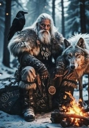 Gyémántfestés északi harcos farkassal 30 × 40 cm