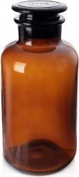 Barna üveg tároló dugóval és széles szájjal, 1 l