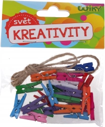 Színes mini csipeszek 2,5 cm zsinórral, 25 db