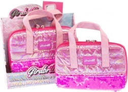 GIRABRILLA sminktáska felszereléssel és tükörrel, sötét rózsaszín