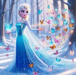 Gyémántfestés jégprinzesszel és varázslatos pillangókkal 30 × 40 cm