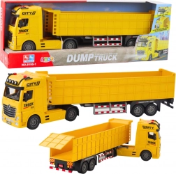 Sárga teherautó szállító játék pótkocsival és hangeffektekkel