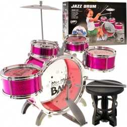 5 részes gyermek dobfelszerelés székkel – Rózsaszín